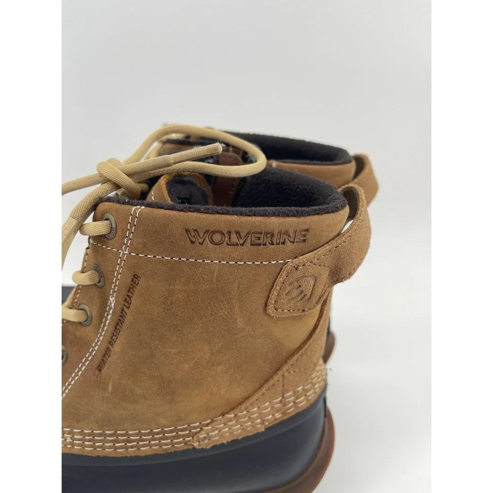 Wolverine Brown Leather Waterproof Zip Duck Work Boots Womens Rain 9.5 Rubber‎